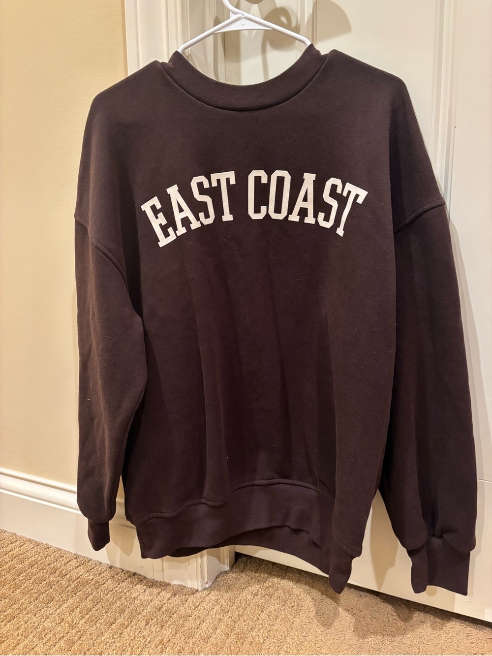 Oversized East Coast Crewneck Sweatshirt - Black with White Lettering